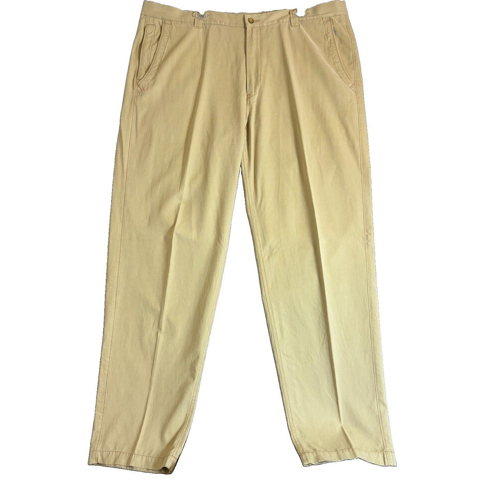 Tommy Bahama 70% Silk Cotton Pants Mens Size 42 x 34 Beige Khaki Resort Trouser